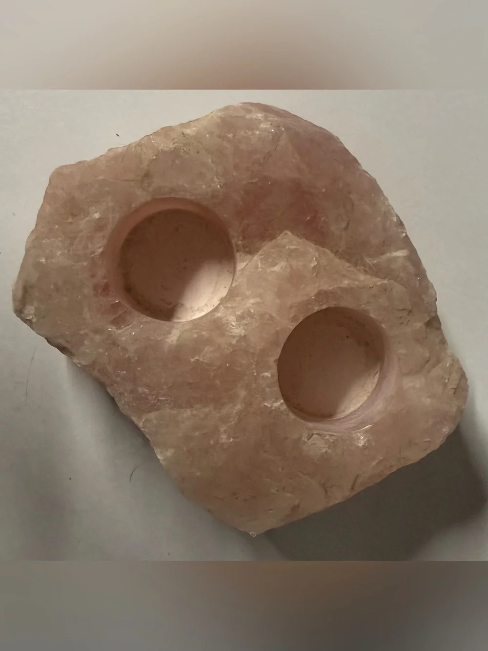 Rose Quartz Double Tea Light Holder